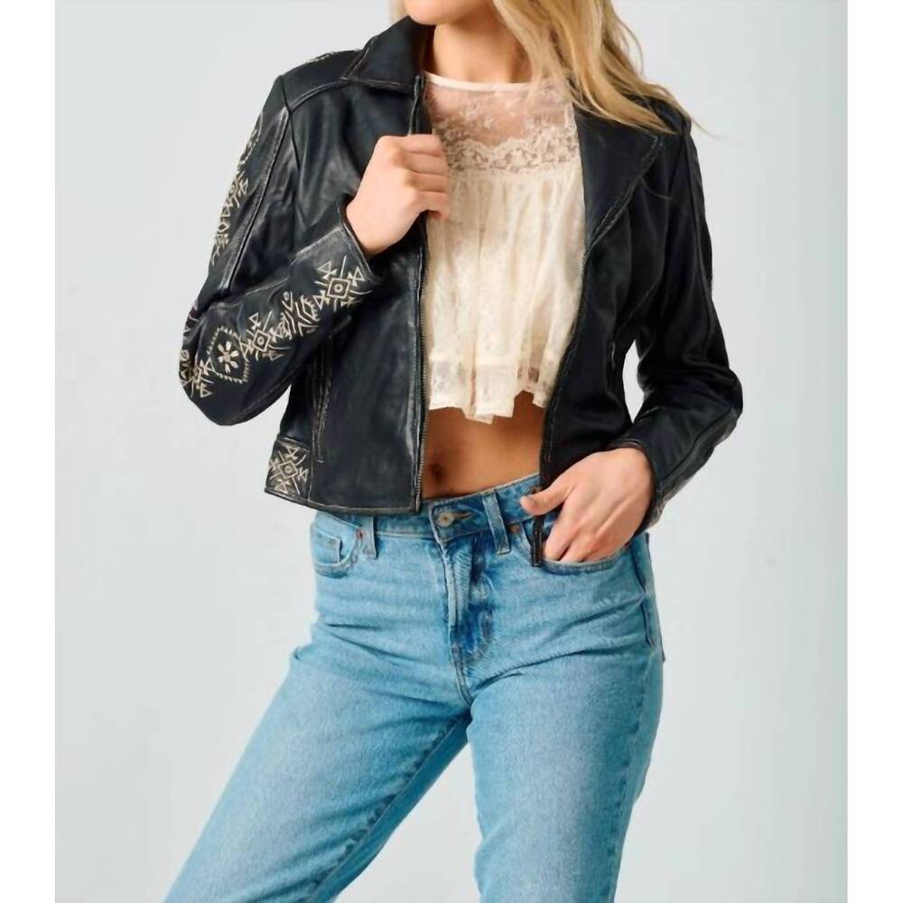 NEW MAURITIUS cora rf leather jacket in black